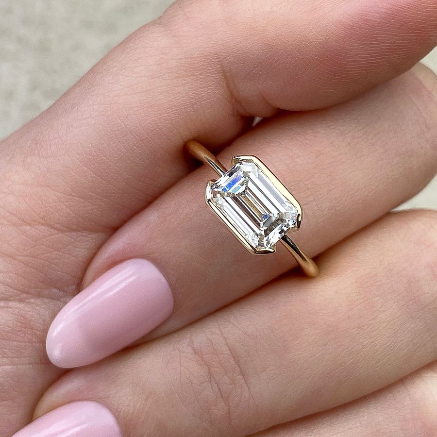 East to west emerald cut diamond Clearance