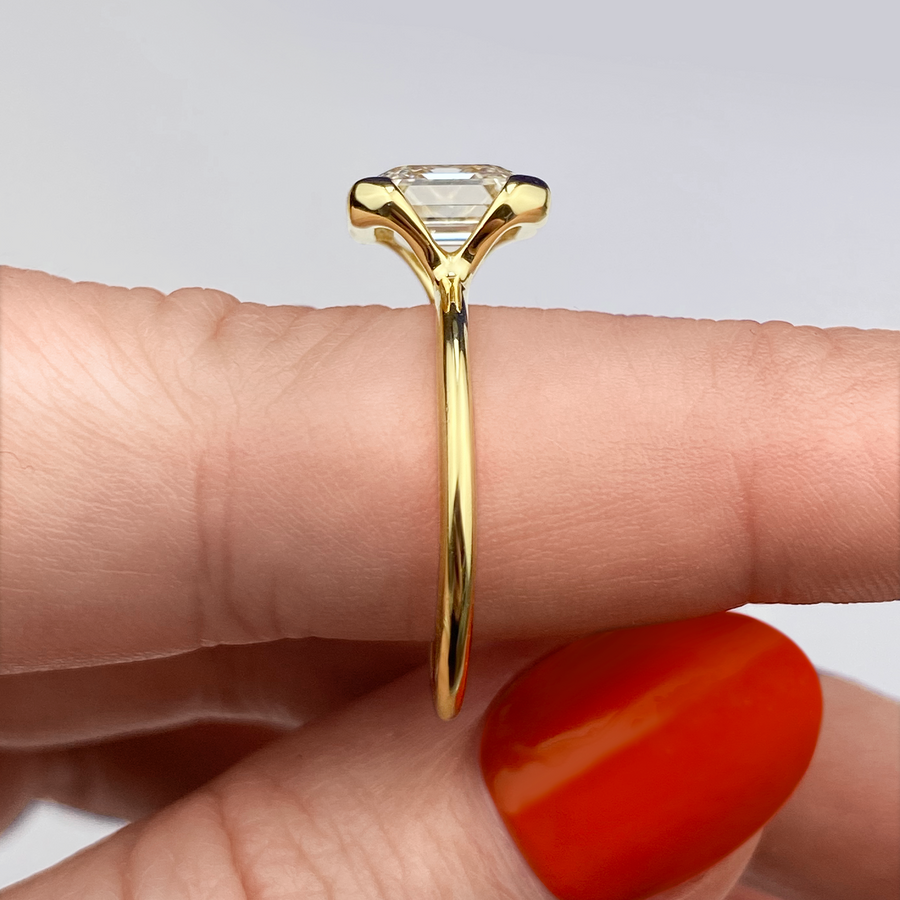 3ct Cushion Cut Half-Bezel Engagement Ring – Marrow Fine