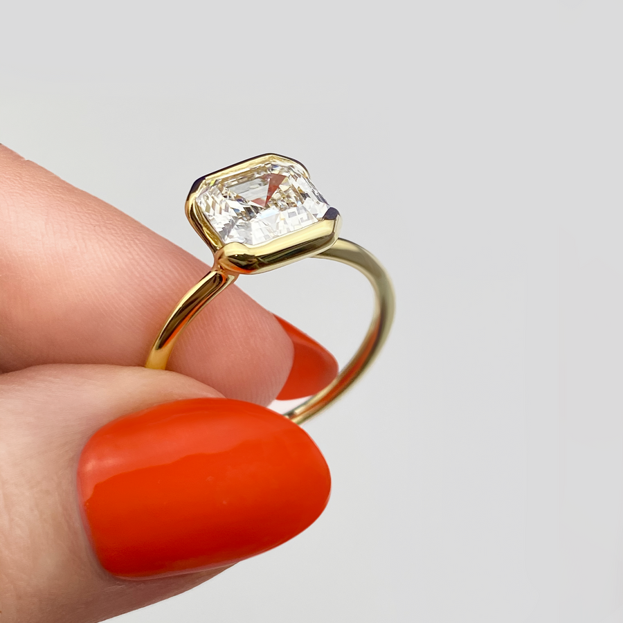 Half Bezel Solitaire Engagement Ring - Edwin Novel Jewelry Design