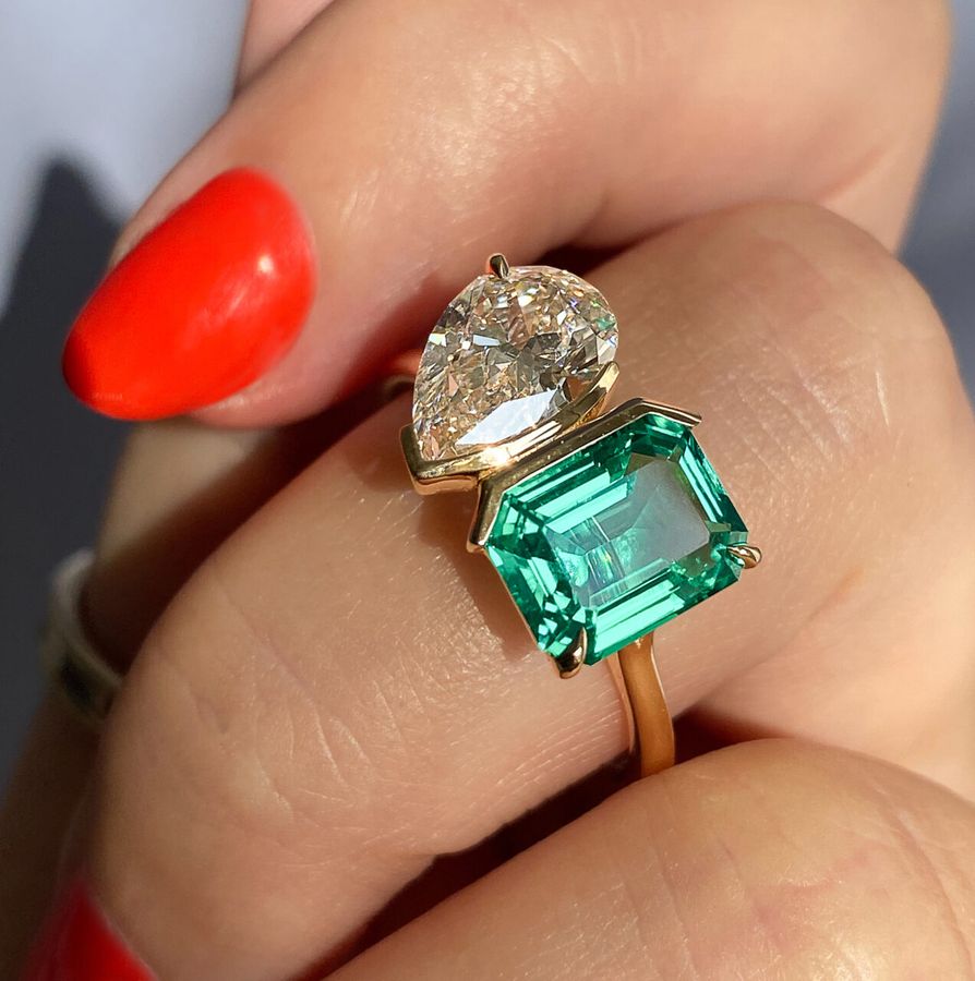 Emerald green best sale diamond ring