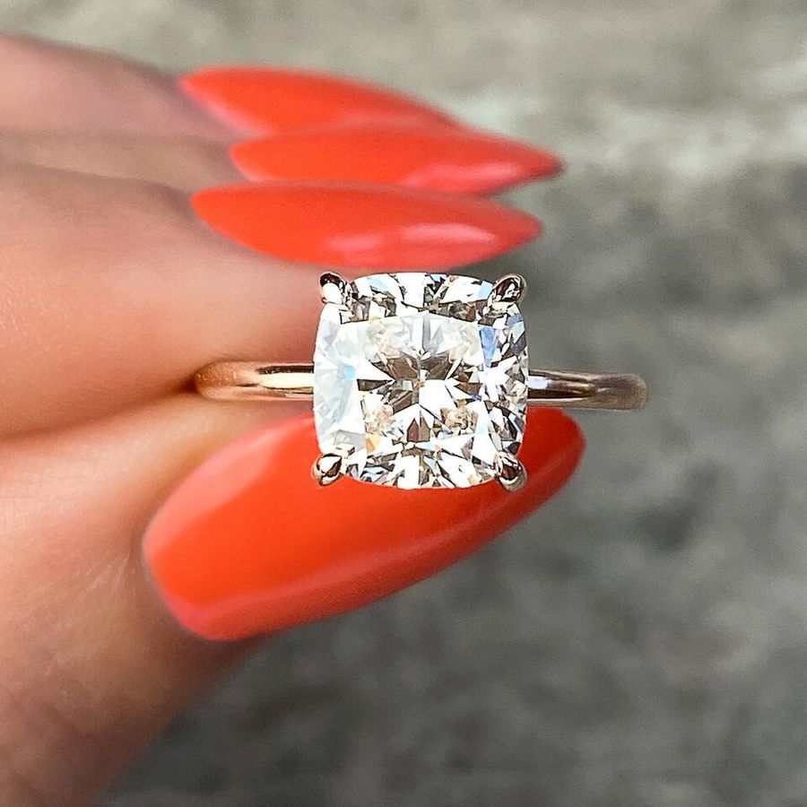 Square cushion cut deals diamond ring